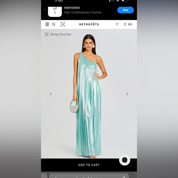 Elegant One-Shoulder Metallic Gown - Picture 1 of 6